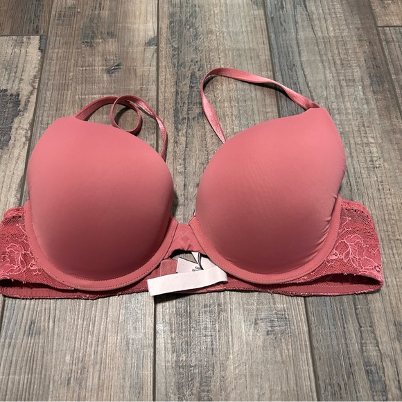 Victoria's Secret Pink Logo Band 36B T-Shirt Push Up Full Coverage Mauve Pink - Picture 1 of 4
